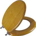 Angel Shield Durable Wood Veneer Natural Toilet Seat Metal Hinged Easy Clean Anti-scratch American Standard(Round,Oak)