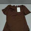 PRETTYGARDEN Women's 2026 Summer Asymmetrical Y2K Tops Trendy Ribbed Short Sleeve Fitted Tee Shirts Spring Fashion Clothing (Medium, Brown)