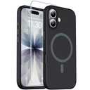 toaksi Magnetic for iPhone 17 Case [Compatible with MagSafe] [Soft Anti-Scratch Microfiber Lining],Premium Silicone with Screen Protector,Shockproof Protective Phone Case 6.3",Black