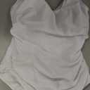 Daci Women Plus Size One Piece Swimsuit Athletic Tummy Control Ruched Bathing Suit with U-Back (White, XL)