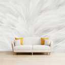 Feather Wallpaper Mural Elegant Gray and White Mural Wallpaper for Living Room Bedroom Not Peel and Stick (91" x 60", Cybh-903)