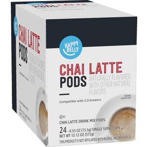 Happy Belly Tea Pods Compatible with 2.0 K-Cup Brewers, Chai Latte, 24 Count (Previously Solimo) (EXP 12/31/26)