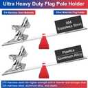 316 Stainless Steel Flag Pole Holder, Marine Grade Ultra Heavy Duty Flag Pole Mount, Outside House Flag Pole Bracket, Flagpole Mounting Bracket, Outdoor Flag Holder - Mirror Polishing, 2 Position 1 in