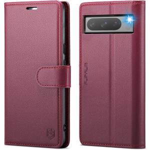 Wallet Case for Google Pixel 8 Pro 5G, RFID Blocking Credit Card Holder, PU Leather Folio Flip Kickstand Protective Shockproof Cover for Pixel 8 Pro (Red)