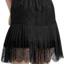 Lace Skirts, Y2K Lace Skirts for Women with Ruffle Floral, Widened Low Waist Layered Slip Skirt S-3XL (Large, Black)