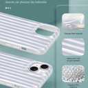 Compatible with iPhone 13 Case, with Aesthetics Striped Design Case for Women Girl, Cute Fashion Simple Soft TPU Slim Protection Phone Case for iPhone 13 6.1'' - Light Blue & White