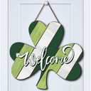 2 x St Patrick's Day Wreath For Front Door, Lucky Shamrock Welcome St Patricks Day Door Sign St Patricks Day Decoration Wreath Hanger for Irish Holiday Indoor Outdoor Home Farmhouse Wall Window