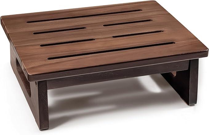 2BHOME Wooden Step Stool, 5.3" One Step Stool for Adults with Built-in Handle, Supports up to 550lbs, Durable & Non-Slip Bedside Stool for Bedroom, Kitchen, Bathroom or High Beds