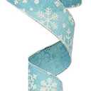 Falling Snow Royal Burlap Wired Edge Ribbon - 1.5" x 10 Yards (Light Blue)