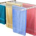 Smartsome | Wall Mounted | Clothes Drying Rack | 30" Wide | 20 Linear Feet Capacity | 8 Smooth Round Stainless Steel Rods | 60 lb Capacity | Fully Assembled | Compact Sturdy Space-Saving Design