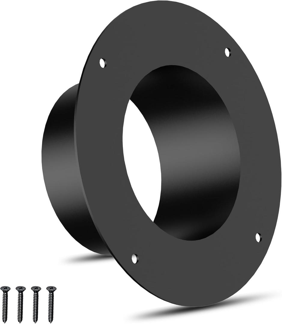 6 Inch Duct Connector Flange, Metal Dust Collection Fittings, Dryer Vent Connector Flange for Heating, Cooling and Ventilation HVAC Systems, Black