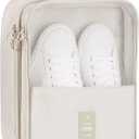 Travel Shoe Bag Holds 3 Pair of Shoes, Hezelf Shoe Storage Pouch for Travel and Daily Use, Travel Suitcase Shoe Organizer, Waterproof (Beige)