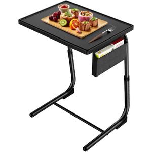 HUANUO TV Tray, Adjustable TV Dinner Tray, 20.5 x 15.4 inch Folding Tray Table with Storage Pocket, 6 Height Settings, 3 Angle Adjustments, Comfortable Couch Desk for Bed & Sofa, HNTT04B