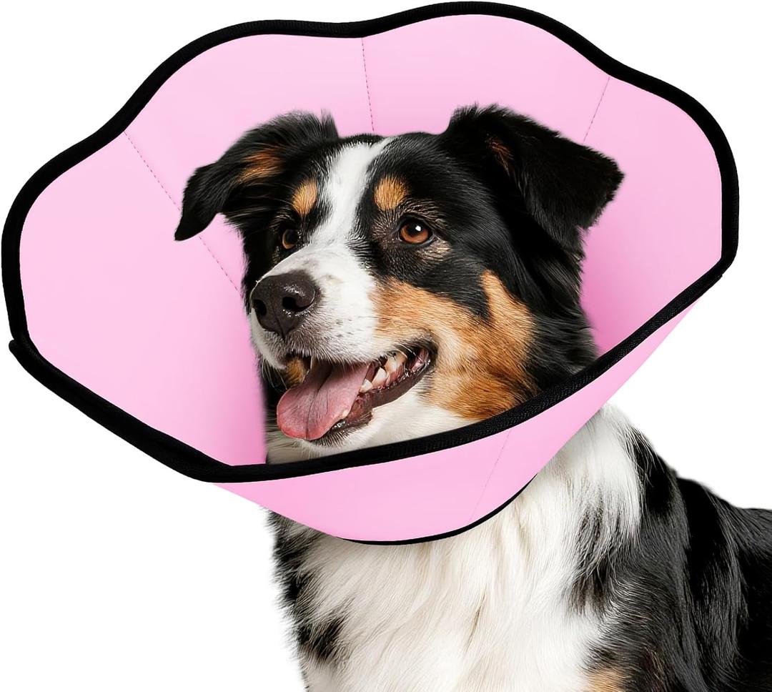MIDOG Dog Cone Collar After Surgery, Soft Dog Cone Alternative to Stop Licking,Adjustable Elizabethan Recovery Cones for Small to Large Sized Dogs (Pink)