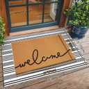 2 Pcs Summer Door Mat, Coco Coir Welcome Doormat with Black and White Striped Mats, Extra Thick & Non-Slip Backing for Farmhouse Front Porch Entryway, Seasonal Layered Porch Dcor Floor Mat (Welcome) 2'4" x 3'7"