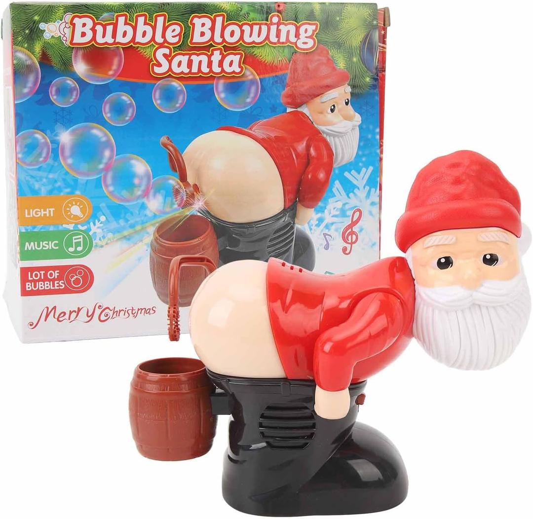 Xmas Bubble Machine with Unique Design, Prank Effect, Xmas Figure Bubble Makers, Bubble Blowing Machine Fun for Parties, Family Gatherings, and Celebrations