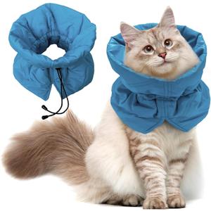 Cat Recovery Collar, Soft Adjustable Cat Cone Alternative, Lightweight Fasteners Collars for Cats Kittens Puppies, After Stop Licking and Daily Use (Lake Blue, M(Neck7.9-13.8"))