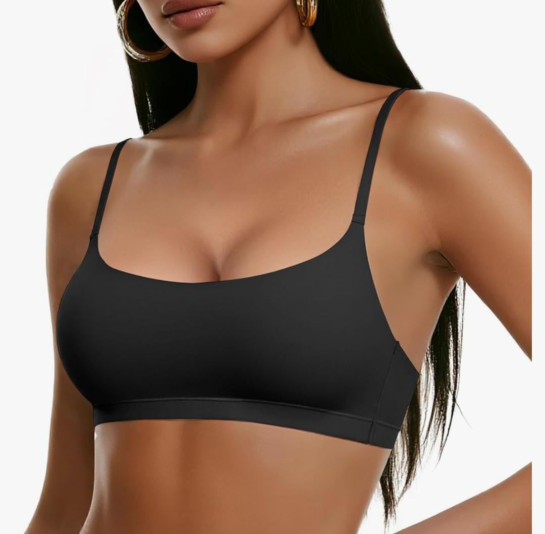 OEAK Womens Comfortable Bras No Underwire Cami Bra Seamless Unlined Bralettes Scoop Neck Unpadded Everyday Sports Tshirt Bra XL