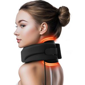 Heated Neck Brace Cervical Collar - Neck Support Brace with Heating Pad, Soft Foam Wraps Keep Vertebrae Stable and Aligned for Relief of Cervical Spine Pressure for Women & Men Black (M Size) (Heated Style Medium (12.6-15.8 Inch))