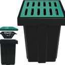 Catch Basin for Drainage with Fiber Glass Grate-18x18x24 in. Deep Drainage Basin with Debris Basket,A15 French Drain Basin Without Reserved Hole for Yard,Downspout,Lawn,Municipal Pipeline