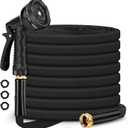 Itsonestep Garden Hose 100ft, Non-Expanding Water Hose Lightweight, Flexible Garden Hose with 10 Function Nozzle, Kink-Free, Sturdy, High-Pressure, Abrasion Resistant Hoses for Yard, Garden (Black)