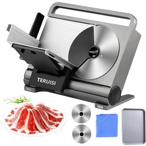 Meat Slicer, 200W Electric Meat Slicer Machine Food Slicer, Foldable Deli Meat Cutter With 2 Removable 7.5" Stainless Steel Blade, 0-15mm Adjustable Thickness For Home Use, Meat, Cheese, Bread