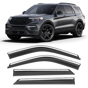 Shatterproof Taped-On Window Deflectors for Ford Explorer 2020-2025, Rain Guards, Window Visors for Car, Vent Deflector, 4pcs