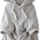 Organic Cotton Velour Dog Hoodie Pet Coat for Small, Medium and Large Dogs, Light Gray Heather, Small
