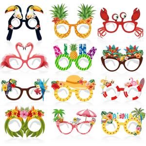 2 x jenlion 36Pcs Party Decorations Paper Glasses,Sunglasses Photo Booth Props,Party Favors for Adults Kids (Summer Luau)