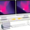 Across-Star Dual-Monitor-Stand-Riser-For-Desk Adjustable Length 32-40 InchLarge Desktop Computer Monitor Riser For 2 ScreensDesk Shelf Organizer Riser Stand For Computer/Laptop/PC/Printer/TV Black