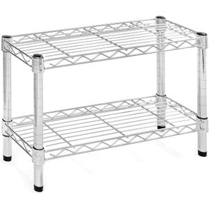 Shelving Inc. 8" d x 24" w Chrome Wire Shelving with 2 Tier Shelves, Weight Capacity 800lbs Per Shelf