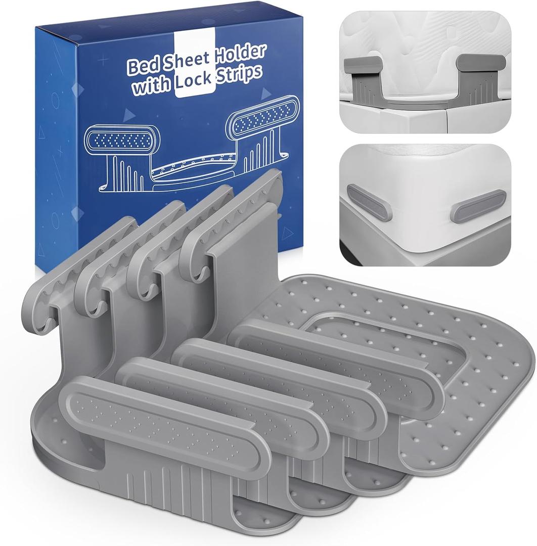 Bed Lock Sheet Holders Fit All Sheet Size, New Upgrade Sheet Straps Keep Sheets Firm & Tight, Bed Fitted Sheet Holder for Corners, Sheet Clips, Mattress Sheet Holder Strap, Sheet Secure Lock Fasteners