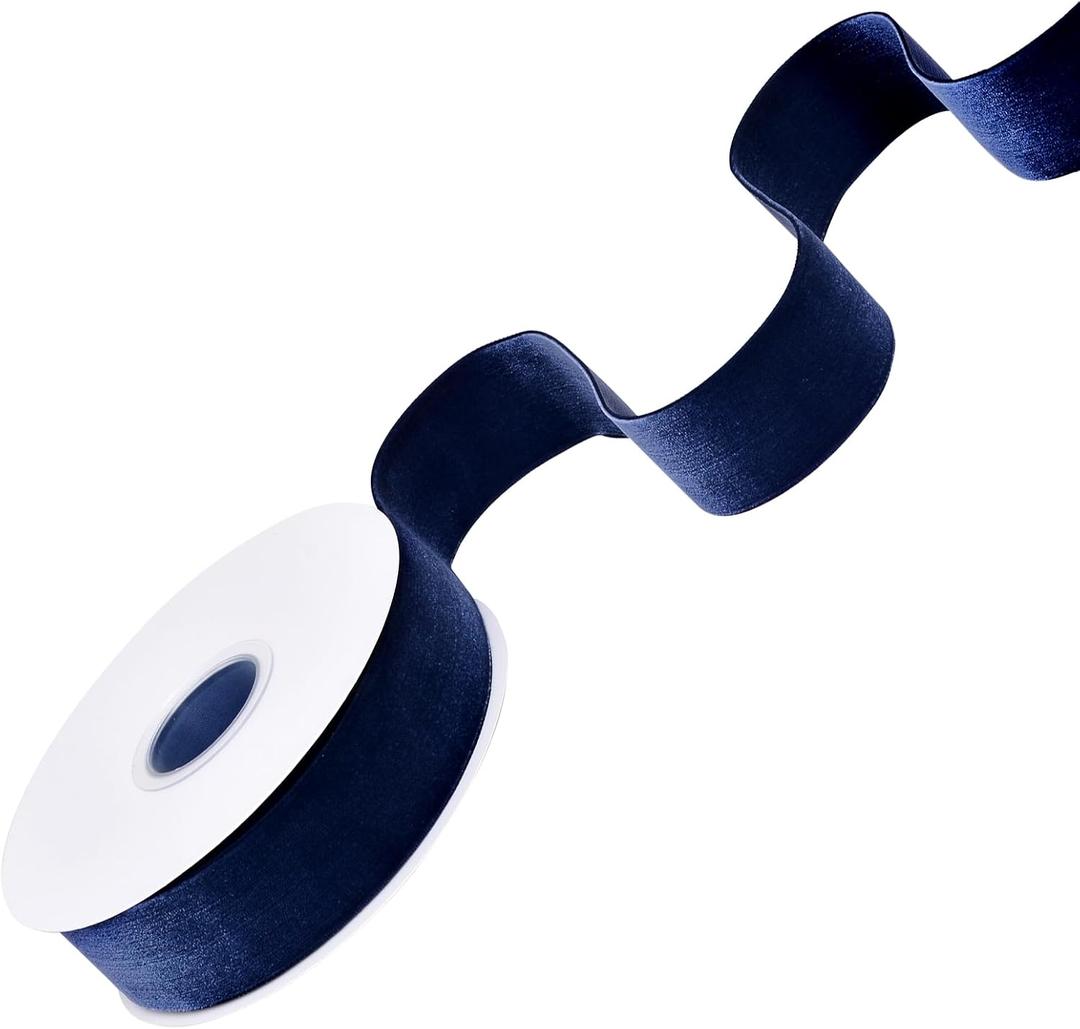 Ribest Navy Blue Velvet Ribbon 1 1/2 Inch 10 Yards Christmas Ribbon for Gift Wrapping Wreath Christmas Tree Party Decoration Crafts Home Decor Bouquets