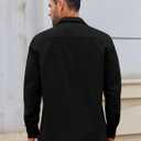 COOFANDY Mens Lightweight Button Down Shirt Jacket Casual Shacket Overshirt (Black)