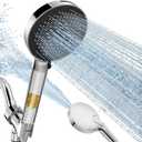 SR SUN RISE NSF Certified Filtered Shower Head with Handheld for Hard Water to Remove Chlorine High Pressure 9-Spray Setting (with Power Wash) Anti-Clog Nozzles (1 Filter, Chrome Silver)