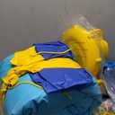 Inflatable Bounce House with Water Sprayers, Water Slides Park with Blower, Dartboard, Basketball Hoop, Deep Pool