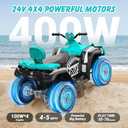 ELEMARA 24V 2 Seater Ride on ATV for Big Kids, Kids 4 Wheeler Battery Operated Toy, 5mph Max Speed,Electric Vvehicle,LED Headlights,Music,ATV for Kid Electric Quad for Boys & Girls, Light Green