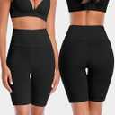  K-CHEONY Women's High Waisted Biker Anti Chafing Cotton Slip Boy Underwear Yoga Workout Shorts, Black, 2 PCS, Medium