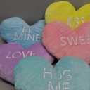 5 Pcs Valentine Heart Shape Pillow Conversation Heart Pillow Candy Cute Love Words Shaped Pillow Soft Throw Pillow Plush Cushion for Girls Friends Children Gift Living Dining Room