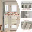 AJAZZ Blackout Accordion Door Curtain 98"x84" Grey - Magnetic Folding Room Divider, No-Drill Sliding Patio Closet