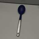 Calphalon Prime Stainless Steel Kitchen Spoon with Navy Blue Silicone Head, Heat-Resistant Cooking and Serving Spoon, Durable Kitchen Utensil for Home Kitchens and Everyday Cooking