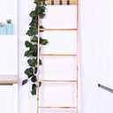 Wood Blanket Ladder, 5-Tier Decorative Quilt Holder, Wall-Leaning Towel Rack for Living Room & Bedroom, Rustic Farmhouse Blanket Display Shelf for Bathroom & Home Dcor