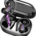 Wireless Earbuds, Bluetooth 5.4 Headphones Sport, Over Ear Buds with ENC Noise Canceling Mic, Deep Bass Stereo Earphones with Hook, 50H Playback, LED Display, IP7 Ear Buds for Workout Running, Black