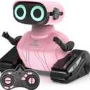 GILOBABY Remote Control Robot Toy for Kids 3-5 Years, Flashing LED Eyes, Dancing and Flexible Moves, Auto Demo Mode, Gift for Girls (Pink)