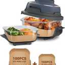 200PCs Air Fryer Paper Liners for Ninja Crispi FN101GY/FN101SG/FN101ST,100pcs Large for 4-QT & 100pcs Small for 6-Cups Container,Non-Stick Glass Air Fryer Disposable Accessories Square Free of Bleach