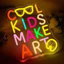 Cool Kids Make Art Neon Sign for Wall Decor Art LED Light for Classroom Dimmable Colorful Light Up Paint Sign for Art Studio Kids Room Gallery Bedroom Decoration Birthday Gifts Size 12.9*9.7 In(TWP254)