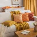 COSIBONO Maple Leaf Fall Throw Pillow Covers 18"x18" Set of 2, Orange Farmhouse Decorative Pillow Covers for Autumn Harvest Holiday Accent Pillow Cases, Faux Fur Pillow Covers for Couch Bed Room