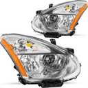 Headlights Headlamp Compatible With Nissan 2008-2013 Rogue, 2014-2015 Rogue Select (NOT FIT HID Headlights) OE Style Head lights Assembly Halogen Chrome L+R for 2008 2009 2010 2011 2012 2013