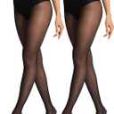 HONENNA 2 Pairs Sheer Tights for Women Ultra Thin Reinforced T Crotch Control Top Pantyhose Stockings (L)