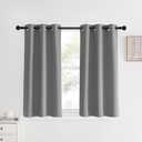NICETOWN Room Darkening Kitchen Curtains, Silver Grey, 2 Panels, 34 by 40, Window Treatment Thermal Insulated Grommet Light Blocking Curtains & Drapes for Bedroom/Cafe